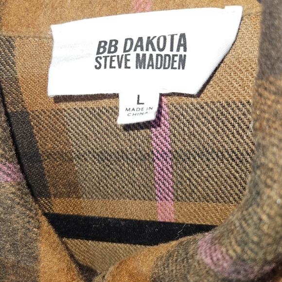 BB Dakota Steve Madden Plaid Shacket, Size Large, EUC - Picture 2 of 10